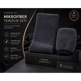 Mikrofiber Rus Bezi(50 70) & Yıkama Eldiveni Seti 2’li - 0 - Siyah