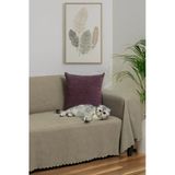 Mikrofiber Şönil Fitilli Minimalist Koltuk Örtüsü -175X350 Cm Xlarge, Çift Taraflı, Kaymaz, Terletmez Kapuçino