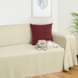 Mikrofiber Şönil Fitilli Minimalist Koltuk Örtüsü -175x350 Cm Xlarge, Çift Taraflı, Kaymaz, Terletmez Krem krem