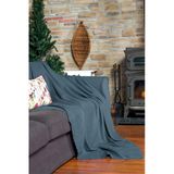 Mikrofiber Şönil Fitilli Minimalist Tekli Koltuk Örtüsü - 110x175 cm,2 Adet Çift Taraflı, Kaymaz, Terletmez Mavi