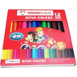 Mikrogold 12 Renk Kuru Boya Kalemi 1/2 Boy Çocuklar İçin Eğlenceli Sanat Araçları