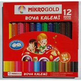 Mikrogold Mikro Gold 12 Renk Yarım Boy Kuru Boya Seti 12 Parça Çocuklar İçin Güvenli Renkli Kalemler