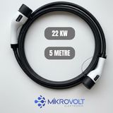 Mikrovolt Elektrikli Araç Şarj Kablosu 22kW (5 Metre)