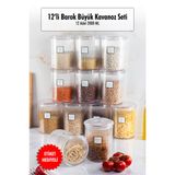 mikudesign 12'li Barok Yuvarlak Büyük Kavanoz Seti & Saklama Kabı & Erzak Kabı (12*2000 ML) KAV175-12
