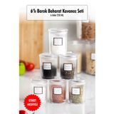 mikudesign 6'lı Barok Yuvarlak Baharat Kavanoz Seti & Saklama Kabı & Erzak Kabı (6*250 ML) KAV172-6