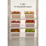 mikudesign 6’lı Geniş Buzdolabı Organizeri Düzenleyici Çok Amaçlı Dolap Düzenleyici Beyaz 20x30x14 cm DNY0034