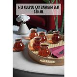 mikudesign 6'lı Keyfi Ala Borosilikat Cam Kulplu Çay Bardağı