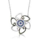 mikudesign 925 Ayar Gümüş Nazarlı Vav Kadın Gümüş Kolye MKTB-PT2610135