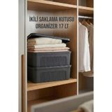 mikudesign Füme 2'Li 17 LT Ünit Saklama Kutusu & Çok Amaçlı Ev Ve Gardırop Düzenleyici Organizer