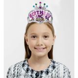 mikudesign Gümüş Renk Taç Üzeri Pembe Birthday Prenses Yazılı Çocuk Parti Tacı 11X12 cm MKTB-SMR-D217