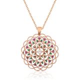 mikudesign Gümüş Rose Geometrik Desenli Madalyon Kolye MKTB-T4466