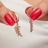 mikudesign Gümüş Rose Sallantılı Başak Kadın Küpe MKTB-T8975