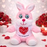 mikudesign Seni Seviyorum Tişörtlü Pembe Peluş Tavşan 1766574361375