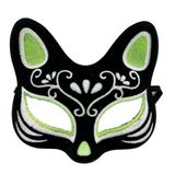 mikudesign Siyah Renk Süet Kaplama Üzeri Gümüş Yeşil Simli Kedi Maskesi 17x14 cm MKTB-SMR-D316-GY