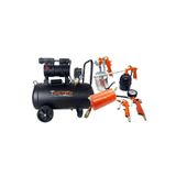 mil-tech Miltech 50 Litre Ultra Ultra Sessiz Yağsız Yüksek Hava Kompresörü + 5'li Full Havalı Alet Seti