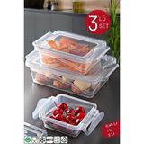Mila Home Life 3'lü Set Kilitli Dikdörtgen Kırılmaz Saklama Kabı 0,40/1/2 Lt Şeffaf