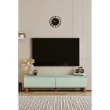 Mila Mint Yeşili Mdf 140 cm Tv Ünitesi-Raflı,kapaklı,ayaklı