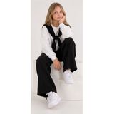 Mila Mood Kız Çocuk Ekru Sweatshirt Siyah Şal Detaylı Bol Paça Pantolon 2’li Takım - 10 - 11 Yaş - Siyah - Beyaz