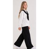 Mila Mood Kız Çocuk Ekru Sweatshirt Siyah Şal Detaylı Bol Paça Pantolon 2’li Takım - 9 - 10 Yaş - Siyah - Beyaz