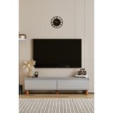 Mila Sis Gri Mdf 140 cm Tv Ünitesi-Raflı,kapaklı,ayaklı