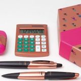 Milan Hediyelik Hesap Makinesi Tükenmez ve Kurşun Kalem Kalemtıraş Set Pembe
