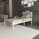 Milan Tek Kişilik Ferforje Karyola - Gri - Beyaz - 90 x 190 cm