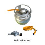 MİLANGAZ Karavan tekne kamp ev ocak küçük tüp dolu başlık hortum set piknik tüpü dedantör takım set