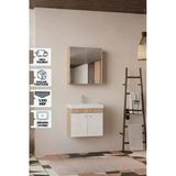 Milano 60 Cm, Lavabolu Banyo Dolabı Seti, Lavabo Dahil, Ayna Dahil, Sonomo Meşe, Mdf Teşhir