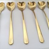 Milano 6adet Altın Kaplama Kalp Stil 18cm Uzun Shaker Kaşığı Paslanmaz Çelik 14K gold uzun Kup Kaşık