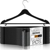 Milano Home 10'lu Ahşap Görünümlü Plastik Siyah Kıyafet Elbise Askısı Askılığı Gömlek Askısı Pantolon Askısı
