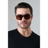 MİLANO KORS Erkek Kahverengi Gold Detay Çerçeve Kahverengi Cam Güneş Gözlüğü