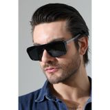 MİLANO KORS Erkek Siyah Çerçeve Siyah Cam Gri Kenar Detaylı Güneş Gözlüğü