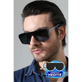 MİLANO KORS Erkek Siyah Çerçeve Siyah Cam Gri Kenar Detaylı Güneş Gözlüğü