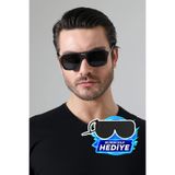 MİLANO KORS Erkek Siyah Mat Çerçeve Siyah Cam Gümüş Kenar Detay Güneş Gözlüğü
