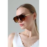 MİLANO KORS Kadın Oversize Kahverengi Çerçeve Degrade Cam Gold Sap Güneş Gözlüğü