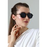 MİLANO KORS Kadın Siyah Oval Çerçeve Siyah Cam Gold Detay Sap Güneş Gözlüğü