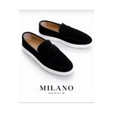 Milano Saphir LOAFER AYAKKABI KUZEY Siyah Suet Hakiki Deri Dikişli