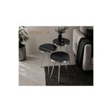 MİLANO SİLVER 3 LÜ ZİGON SEHPA KROM ( GÜMÜŞ ) METAL AYAK SİYAH MERMER DESEN 2026 36985214752