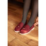 Milaya Shoes Carmen Süet Kadın Günlük Ayakkabı - Bordo