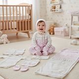 Milays Kız Bebek 0-3 Ay Çiçek Nakışlı Hastane Çıkışı %100 Organik Pamuk - Pembe - 0 - 3 Ay