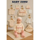 MİLAYS LİFE HOME COLLECTİON KIZ BEBEK YENİDOĞAN %100 ORGANİK PAMUK ÇİÇEK NAKIŞLI 10 PARÇA HASTANE ÇIKIŞ ZIBIN SETİ