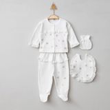 Milays Life Home Collection Milays Kids Gaye Kız Bebek Çiçek Desenli Yenidoğan 5li Zıbın Seti - 0 - 3 Ay - Ekru