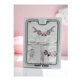 MİLAYS LİFE HOME COLLECTİON yenidoğan kız bebek 5 li hastane çıkışı önlüklü zıbın takımı %100 pamuk