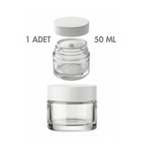 Milea 1 Adet Beyaz Kapaklı Parlak Beyaz Cam Lip Sleeping Krem Kozmetik El Bakım Seyahat Kavanozu 50 ML