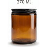 Milea 1 Adet Metal Siyah Kapaklı Amber Cam Mumluk Krem Oda Kokusu Kavanozu 270 ml - Medium Amber