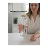 Milea 1 Adet Smoothie Şeffaf Meyve Suyu, Meşrubat, Limonata Şişesi Gold Kapaklı Boş Cam Şişe 250 ml