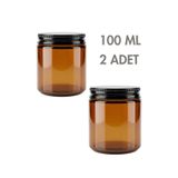 Milea 2 Adet Metal Siyah Kapaklı Amber Cam Mumluk Krem Kozmetik Oda Kokusu Dekoratif Kavanozu 100 ML
