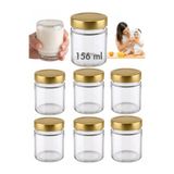 Milea 6 Adet Gold Metal Derin Kapaklı Şeffaf Cam Bebek Mama Kabı Mumluk Reçel Kavanozu 156 ml