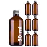 Milea 6 Adet Klasik Cam Shot Şişesi Sızdırmaz Metal Kapaklı Koku Çok Amaçlı Kavanoz 50ml