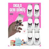 Milea 6 Adet KUROMİ Suya Dayanıklı Etiketli Damlatmaz Kapaklı Sağlıklı Cam Süt Meşrubat Su Şişesi Suluk